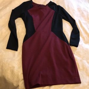 Colorblock longsleeve sheath dress